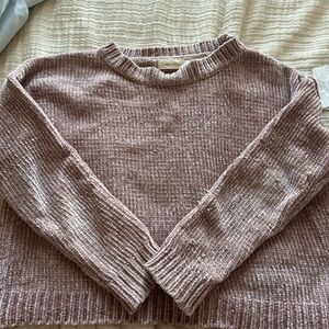 Pink Mauve Ribbed Crew Neck Sweater